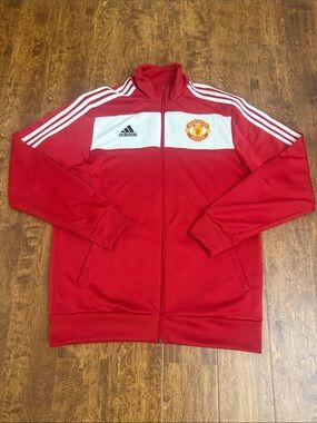 adidas Red and White Manchester United Track Jacket
